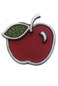 Red Apple Pewter Button