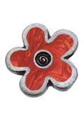 Orange Flower Pewter Button