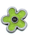 Lime Flower Pewter Button